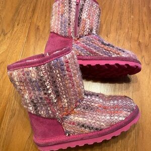 BearPaw Pink and Purple Knit Boots